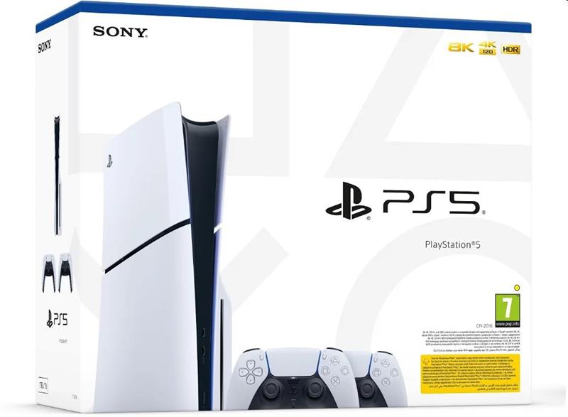 SONY PlayStation 5 (Model Slim) + PlayStation 5 DualSense Wireless Controllers, black & white1 