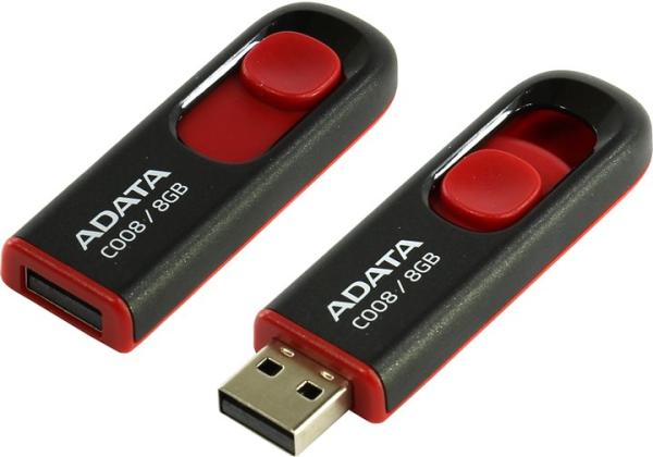 8GB USB ADATA C008 černo/ červená (potisk)