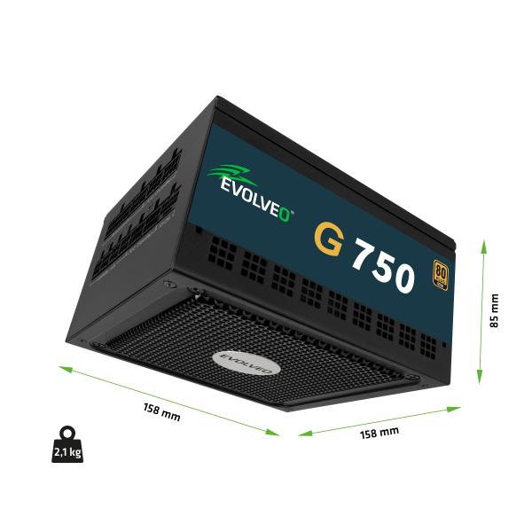 EVOLVEO G750, 750W, ATX3.1, 14cm, aPFC, 80+GOLD, 3YRW 