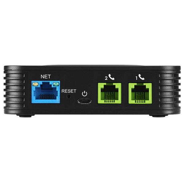 Grandstream HT802 V2 (ATA), 2x FXS, 2 SIP účty, 1x LAN, 3-cestná konf., auto-provisioning 