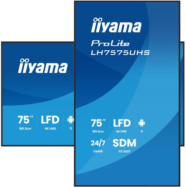 75" iiyama LH7575UHS-B2AG: IPS, 4K UHD, Android, 24/ 7 