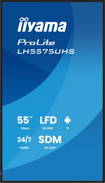 55" iiyama LH5575UHS-B2AG: IPS, 4K UHD, Android, 24/ 7 