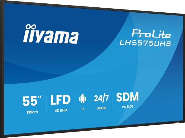 55" iiyama LH5575UHS-B2AG: IPS, 4K UHD, Android, 24/ 7 