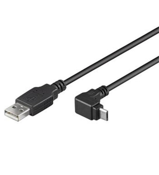 PremiumCord Kábel micro USB 2.0, A-B, 90 °, 1m