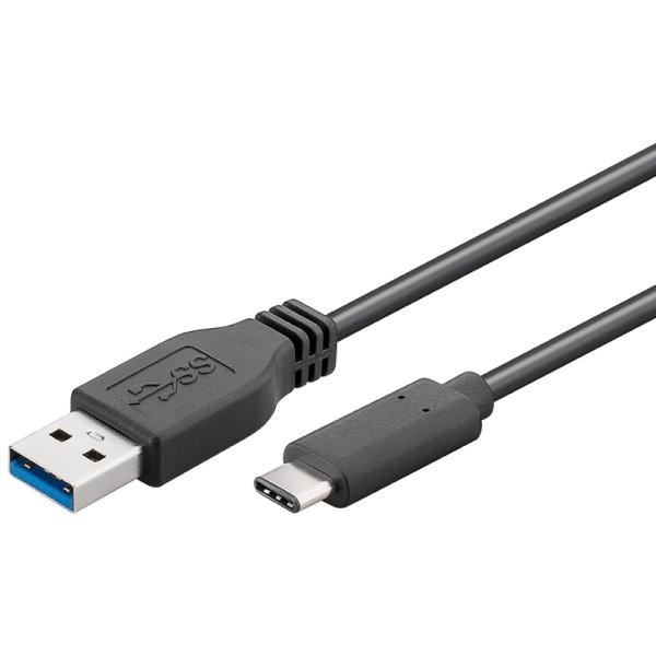 PremiumCord USB-C/ male - USB 3.0 A/ Male, čierny, 15cm