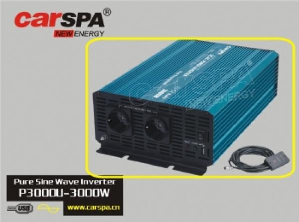 Menič napätia Carspa P3000U-12 12V/ 230V+USB 3000W, čistá sínusovka