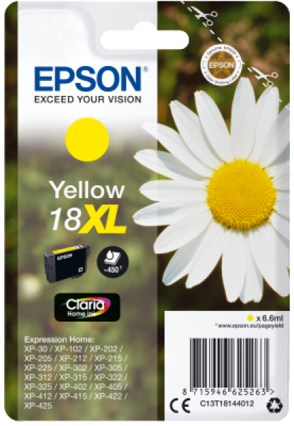 Epson Singlepack Yellow 18XL Claria Home Ink