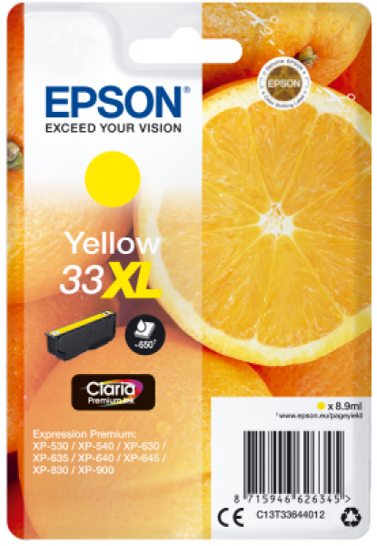 Epson Singlepack Yellow 33XL Claria Premium Ink