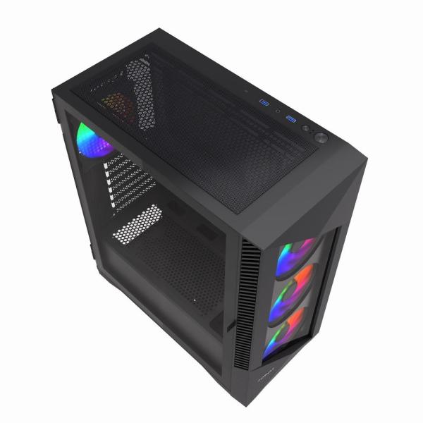 GEMBIRD Fornax 900/ Midi Tower/ Transpar./ Čierna 