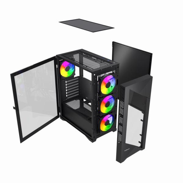 GEMBIRD Fornax 900/ Midi Tower/ Transpar./ Čierna 