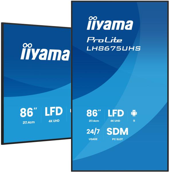 86" iiyama LH8675UHS-B2AG: IPS, 4K, 24/ 7, Android 11 
