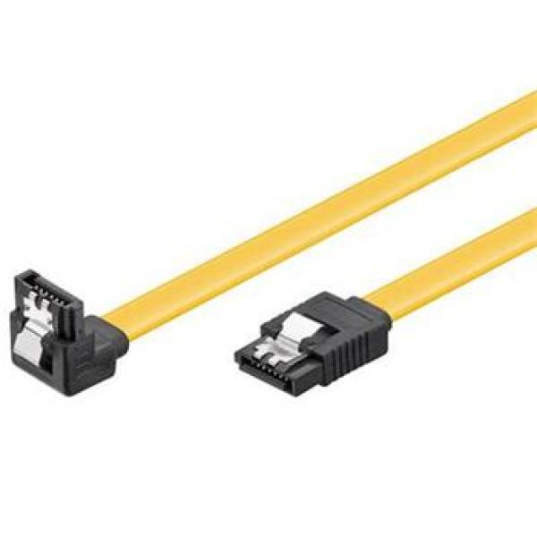 PremiumCord 0, 3m SATA 3.0 datový kabel, 6GBs, kov.západka, 90°