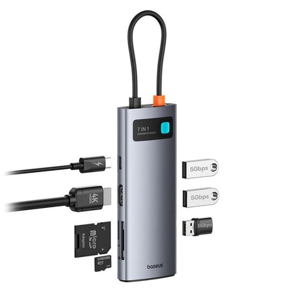 Baseus Metal Gleam Series 7v1 USB-C HUB Dokovacia Stanica Space Grey  