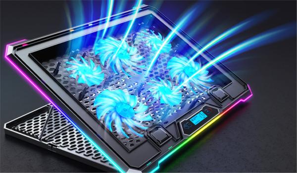 EVOLVEO Ania 9, chladiaca podložka pod notebook, 6x ventilátor, RGB obvodové podsvietenie 