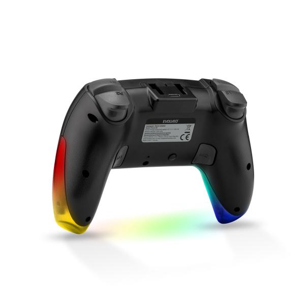 EVOLVEO Ptero2, bezdrôtový & drôtový gamepad pre PC, PS3/ 4/ 5, iOS, Android, Switch, čierny 