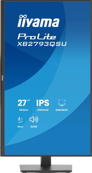 iiyama ProLite/ XB2793QSU-B1/ 27"/ IPS/ QHD/ 75Hz/ 1ms/ Čierna/ 3R 