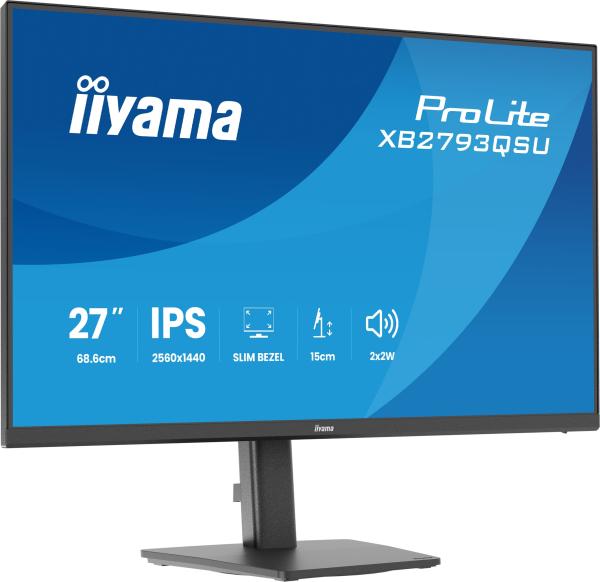 iiyama ProLite/ XB2793QSU-B1/ 27"/ IPS/ QHD/ 75Hz/ 1ms/ Čierna/ 3R 