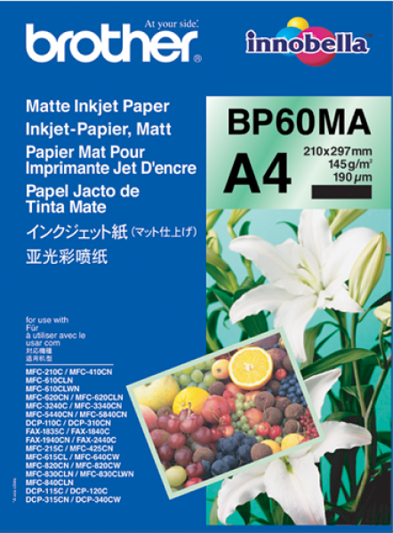 BP60MA, 25 listů, inkoustový papír Brother, matný, 145 g