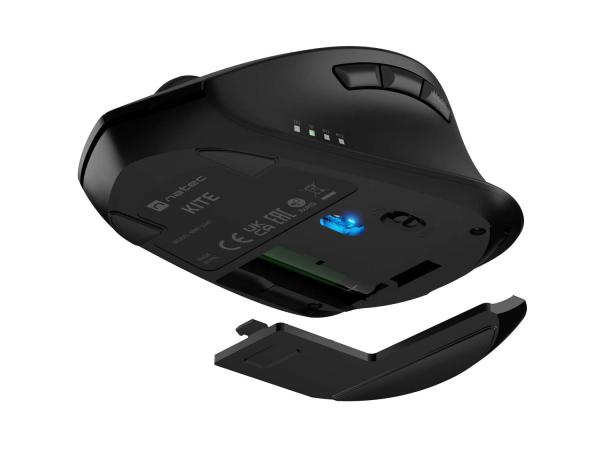 Myš bezdrôtová Natec KITE/ Kancelárska/ Blue Sense/ Pre pravákov/ 4 000 DPI/ USB+BT/ Čierna 