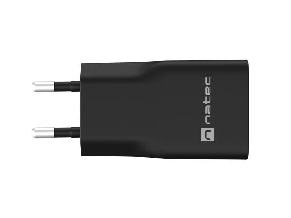 Univerzálna USB nabíjačka Natec RIBERA GaN SLIM, 20 W, 1X USB-A + 1X USB-C, Čierna 