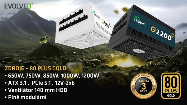 EVOLVEO G1000/ 1000W/ ATX 3.0/ 80PLUS Gold/ Modular 
