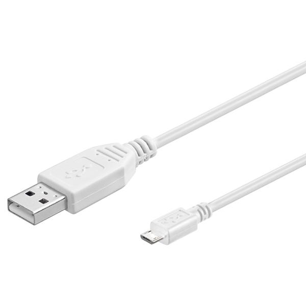 PremiumCord Kabel micro USB 2.0, A-B 0, 5m, bílá
