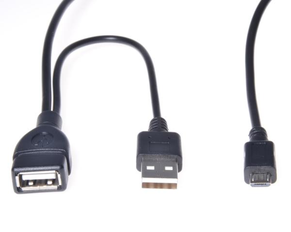 PremiumCord USB redukcia kábel USB A/ female+USB A/ male - Micro USB/ male OTG