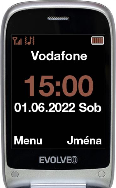 EVOLVEO EasyPhone FS, vyklápací telefón 2.8" pre seniorov s nabíjacím stojanom (čierna farba) 