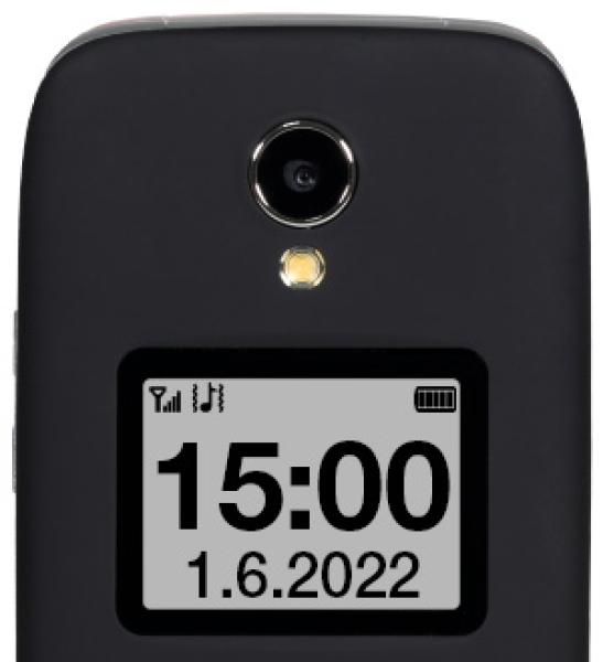 EVOLVEO EasyPhone FS, vyklápací telefón 2.8" pre seniorov s nabíjacím stojanom (čierna farba) 