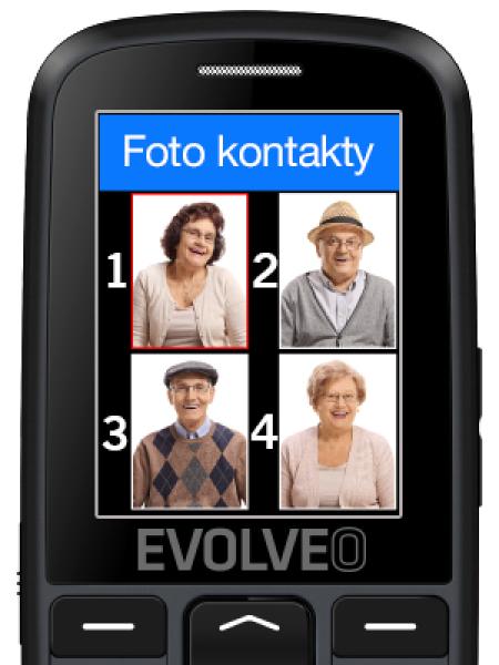 EVOLVEO EasyPhone EG, telefón pre seniorov, nabíjací stojan a adaptér, čierny 