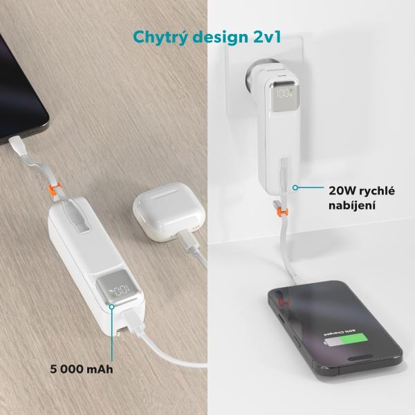 Epico 2in1 5000mAh powerbanka a adaptér ET30 