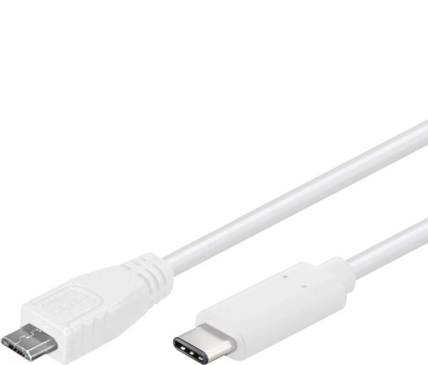 PremiumCord USB-C/ male - USB 2.0 Micro-B/ Male, bílý, 0, 6m