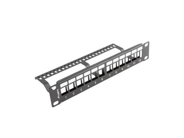 LANBERG PATCH PANEL 12 PORTOV 1U S ORGANIZÉROM PRO KEYSTONE MODULY ČIERNY 