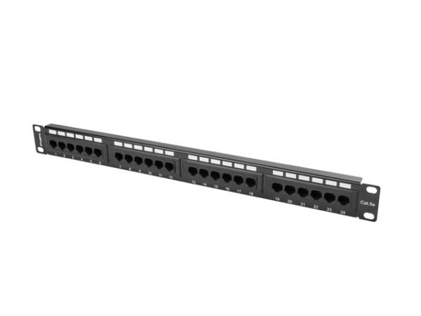 LANBERG PATCH PANEL 24 PORTOV 1U 19" CAT.5E UTP ČIERNY 
