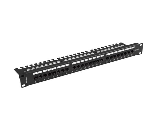 LANBERG PATCH PANEL 24 PORTOV 1U 19" CAT.6A UTP S POLICIOU ČIERNY 
