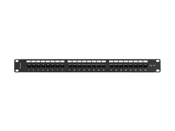 LANBERG PATCH PANEL 24 PORTOV 1U 19" CAT.6A UTP S POLICIOU ČIERNY 