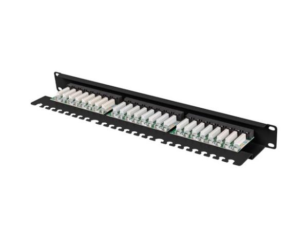 LANBERG PATCH PANEL 24 PORTOV 1U 19" CAT.6A UTP S POLICIOU ČIERNY 