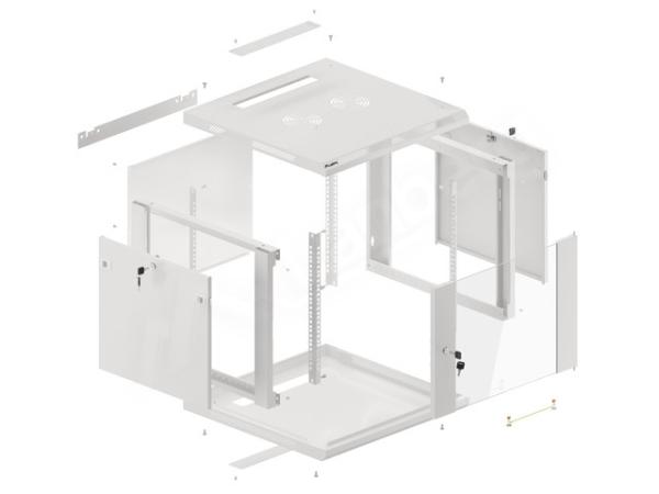 LANBERG RACKOVÁ SKRIŇA 19" PRO MONTÁŽ NA STENU 9U/ 600X600 (FLAT PACK) V2 ŠEDÁ 