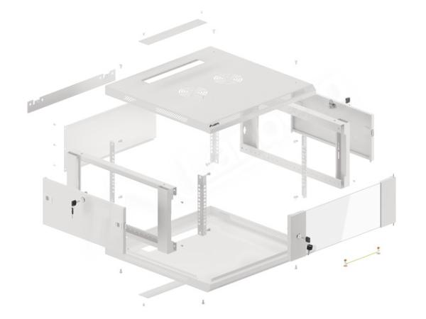 LANBERG RACKOVÁ SKRIŇA 19" PRO MONTÁŽ NA STENU 4U/ 600X600 (FLAT PACK) V2 ŠEDÁ 