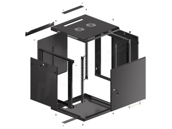 LANBERG RACKOVÁ SKRIŇA 19" NÁSTENNÁ 12U/ 600X600 PRO VLASTNÚ MONTÁŽ S KOVOVÝMI DVERAMI ČIERNA 