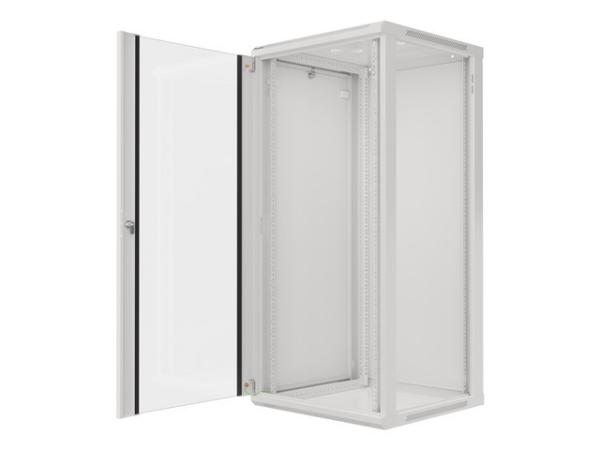 LANBERG RACKOVÁ SKRIŇA 19" NÁSTENNÁ 27U/ 600X600 (FLAT PACK) S PRESKLENÝMI DVERAMI ŠEDÁ V2 