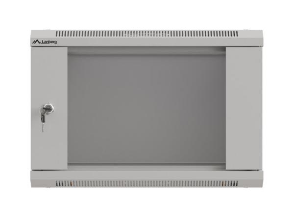 LANBERG 19" RACKOVÁ SKRIŇA PRO MONTÁŽ NA STENU 6U/ 540X350 (FLAT PACK) S PROSKLENÝMI DVERAMI ŠEDÁ 