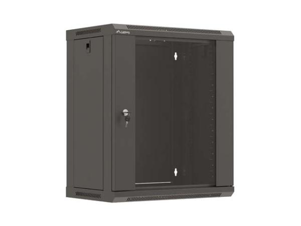 LANBERG 19" RACKOVÁ SKRIŇA PRO MONTÁŽ NA STENU 12U/ 540X350 (PLOCHÉ BALENIE) S PROSKLENÝMI DVERMI ČIERNA 
