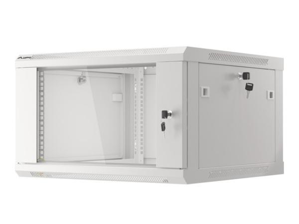 LANBERG 19" RACKOVÁ SKRIŇA PRO MONTÁŽ NA STENU 6U/ 600X600 (FLAT PACK) S PROSKLENÝMI DVERAMI ŠEDÁ V2 
