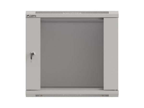 LANBERG 19" RACKOVÁ SKRIŇA PRO MONTÁŽ NA STENU 9U/ 540X350 (FLAT PACK) S PROSKLENÝMI DVERAMI ŠEDÁ 