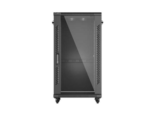 LANBERG INŠTALAČNÝ SKRIŇOVÝ ROZVADEČ 19" 22U 600X600 ČIERNE SKLENENÉ DVERE (PLOCHÉ BALENIE) 