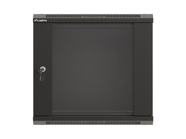 LANBERG 19" RACKOVÁ SKRIŇA PRO MONTÁŽ NA STENU 9U/ 540X350 (FLAT PACK) S PROSKLENÝMI DVERMI ČIERNA 
