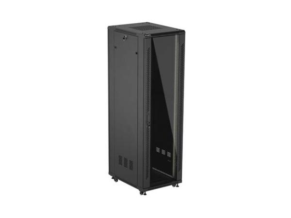 LANBERG 19" VOĽNE STOJÚCA RACKOVÁ SKRIŇA 42U/ 600X800 (FLAT PACK) S PRESKLENÝMI DVERAMI ČIERNA 
