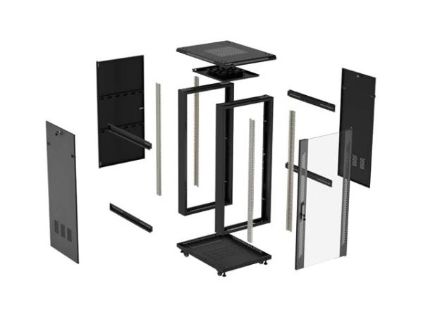 LANBERG 19" VOĽNE STOJÚCA RACKOVÁ SKRIŇA 42U/ 600X800 (FLAT PACK) S PRESKLENÝMI DVERAMI ČIERNA 