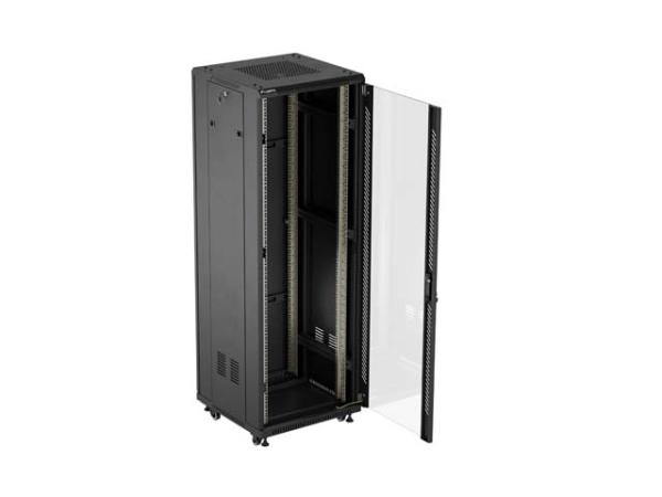 LANBERG 19" VOĽNE STOJÚCA RACKOVÁ SKRIŇA 37U/ 600X600 (FLAT PACK) S PRESKLENÝMI DVERAMI ČIERNA 